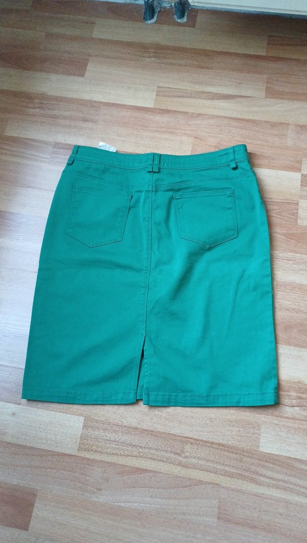 Yeşil Renkli Kısa Denim  Etek - Görsel 3