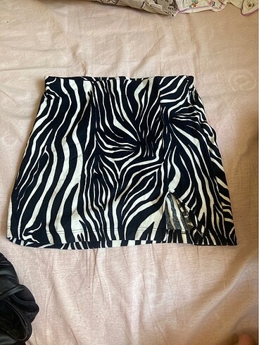 Zebra desenli mini etek