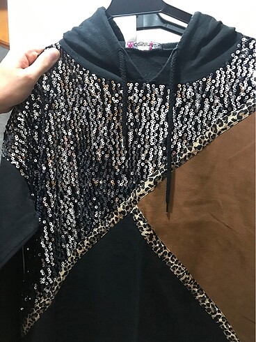 40 Beden siyah Renk Parlak sweatshirt tunik