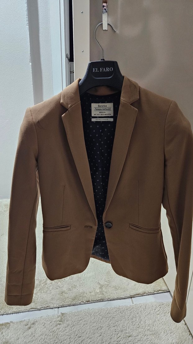 Kahverengi Deri Kadın Blazer Ceket - Görsel 3