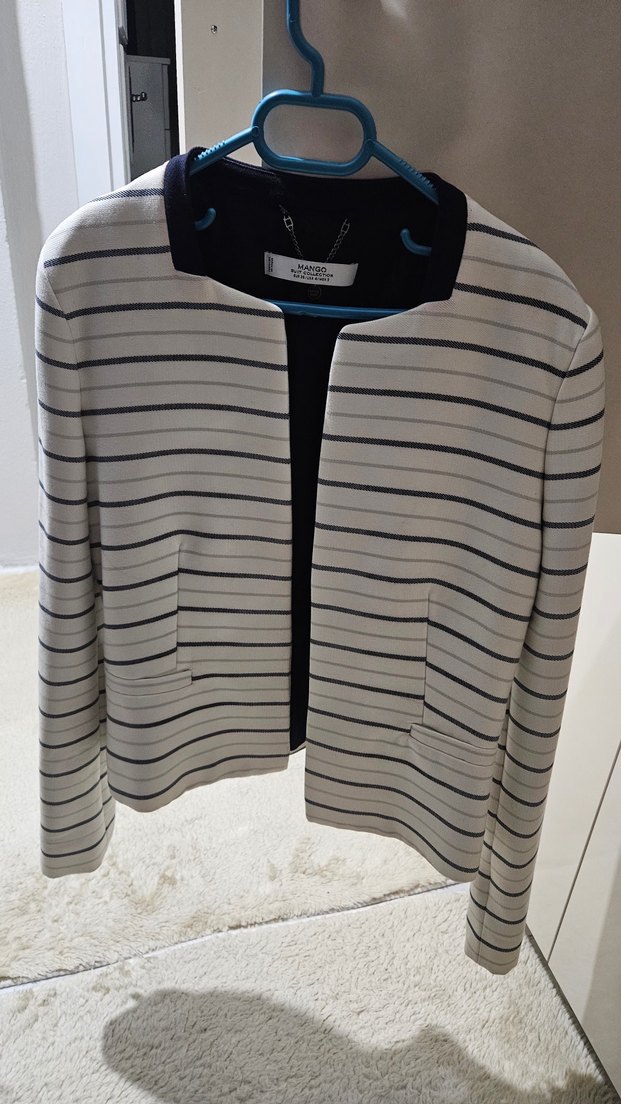 Çizgili Uzun Kollu Kadın Ceket - Görsel 2