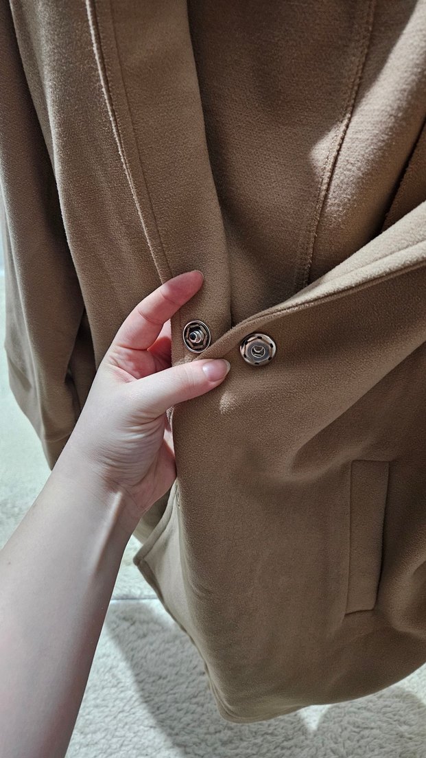 Bej Düğmeli Midi Kadın Kaban - Görsel 2