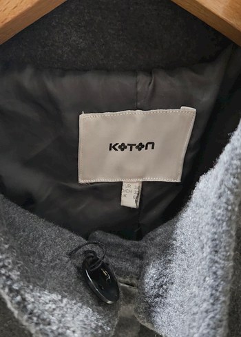 Düğmeli Koyu Gri Kaban - Görsel 2