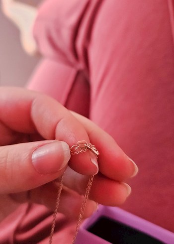 Mini Zincir Detaylı Pembe Bohem Kadın Kolye - Görsel 4