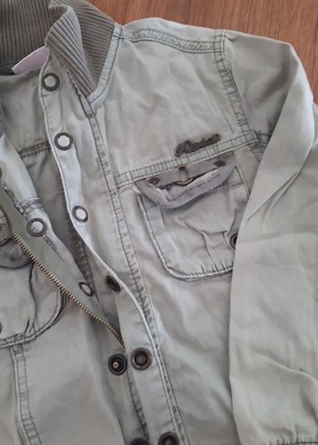5 Yaş Beden gri Renk Düğmeli haki Denim Kadın Ceket