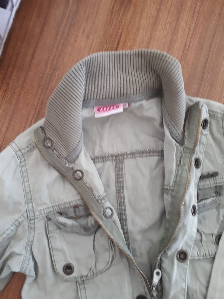 Düğmeli haki Denim Kadın Ceket - Görsel 3