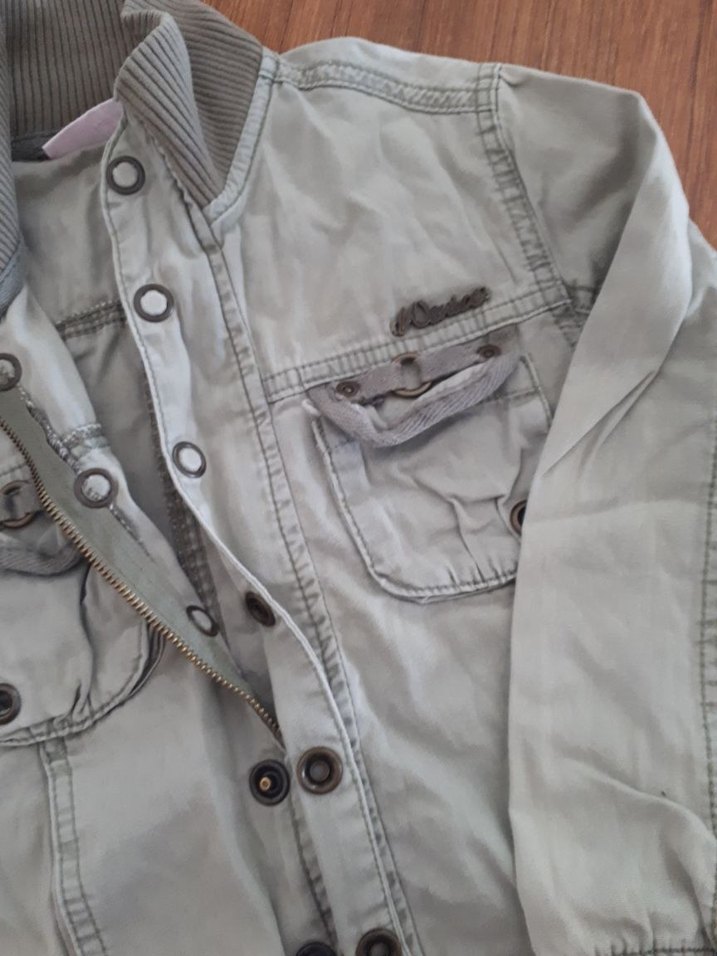 Düğmeli haki Denim Kadın Ceket - Görsel 4