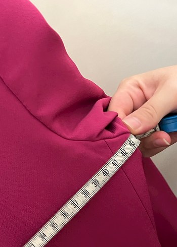 38 Beden bordo Renk Fuşya Kadın Uzun Kesim Blazer Ceket takım