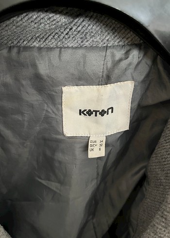 Koton Koton Gri Düğmeli Kısa Kaban