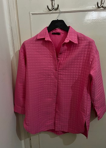 Düğmeli Pembe Kadın Gömlek Ceket
