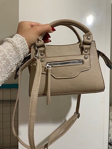 Diğer Bej Çapraz Askili Kadin Mini Tote çanta
