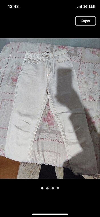 s Beden camel Renk Ekru Yüksek Bel Slim Mom Jeans