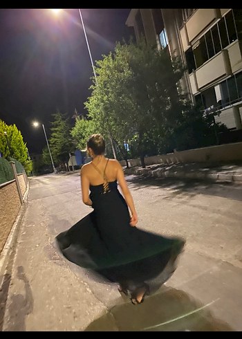 Uzun Siyah Gotik Drapeli Kadın Elbisesi - Görsel 5