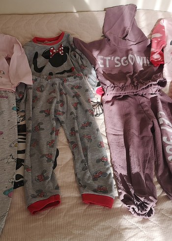 Diğer Kız Çocuk Gri Uzun Kollu Örme Pijama Takımı