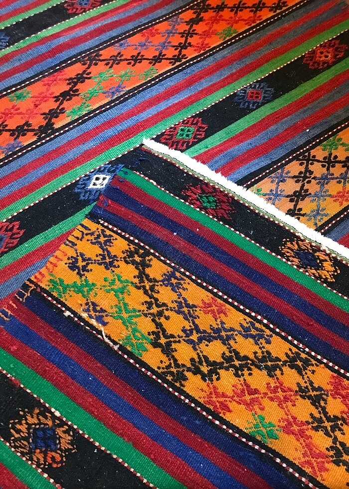 El dokuma Kök Boya Antika Yün Balıkesir Halısı - Görsel 2