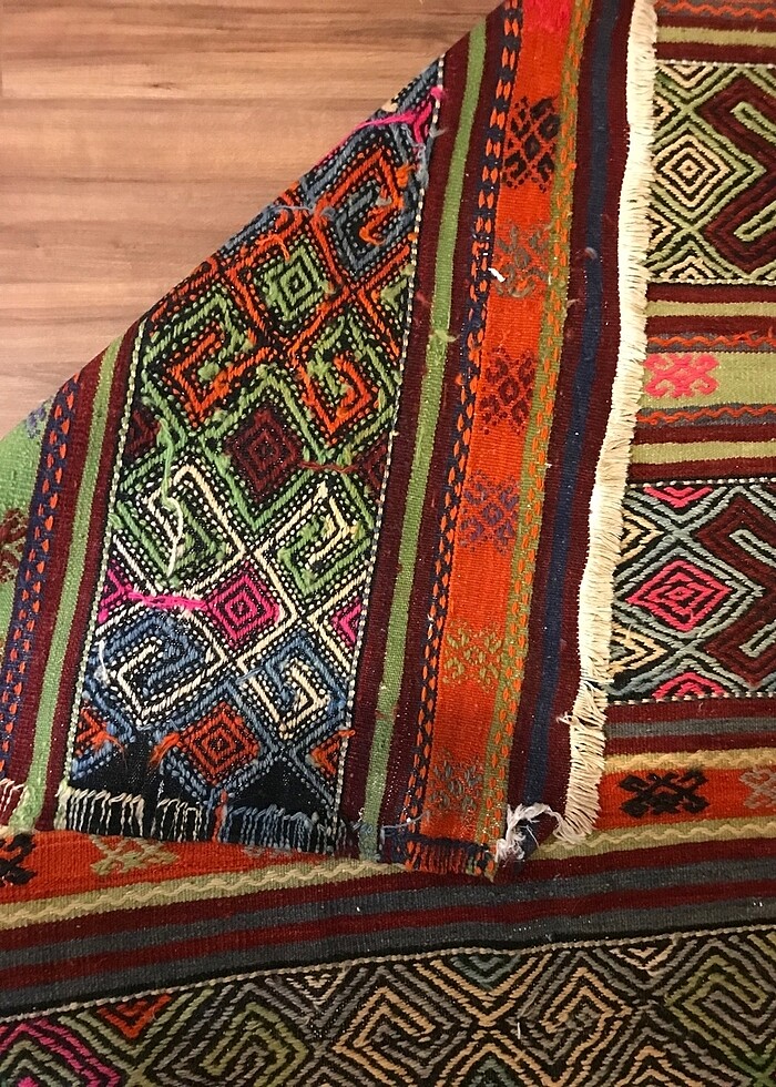 Antika Balıkesir El dokuması Yün halı - Görsel 2