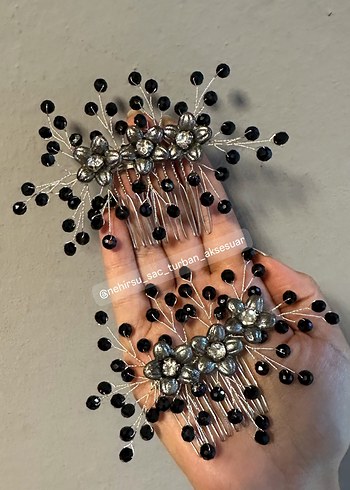 Accessorize Siyah kına nişan gelin Saç Tokası