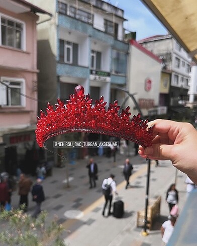 Kırmızı kına nişan gelin tacı aksesuar