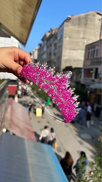  Beden Fuşya Kına nişan gelin tacı saç türban aksesuar