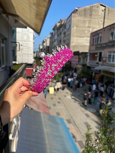  Beden pembe Renk Fuşya Kına nişan gelin tacı saç türban aksesuar