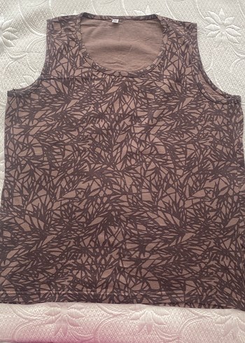 Kahverengi kolsuz tshirt bluz