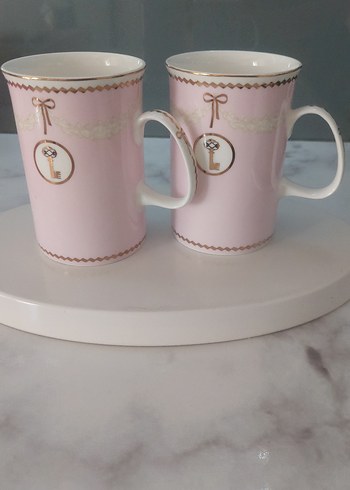 Beden Pastel Pembe Anahtar Desenli İki Kupa(karaca) 2 adet.