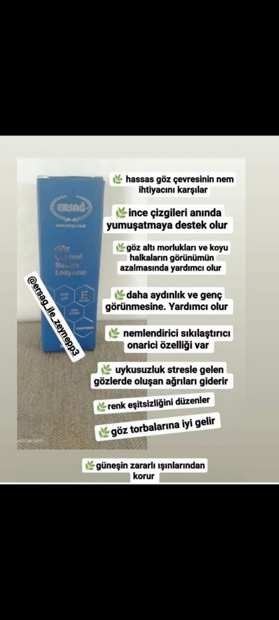Ersag Göz Çevresi Bakım Losyonu 50ml. - Görsel 3