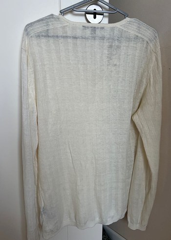 Erkek Beymen john varvatos Beyaz Keten V Yaka tişört - Görsel 2