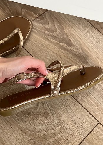 37 Beden altın Renk Nine West hakiki deri Yılan Desenli 36-37 Terlik
