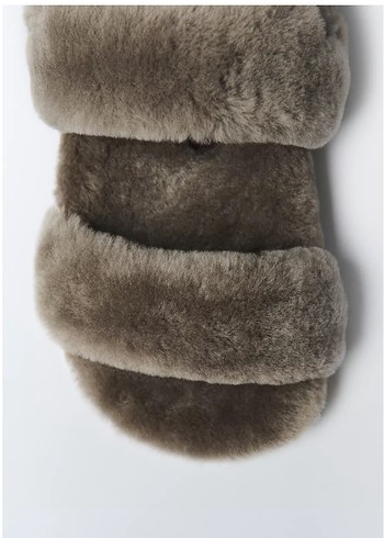 Zara studio hakiki kürk shearling sandalet 38 nmr - Görsel 4