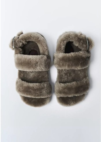 Zara studio hakiki kürk shearling sandalet 38 nmr - Görsel 6
