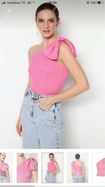Pembe fiyonklu triko bluz