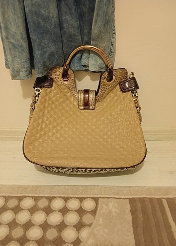 Kahverengi Yılan Derisi Desenli Deri Çanta - Görsel 5