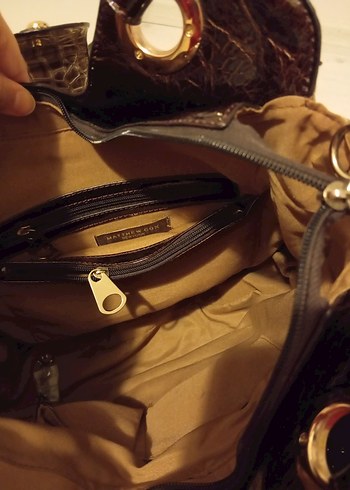 Kahverengi Yılan Derisi Desenli Deri Çanta - Görsel 7