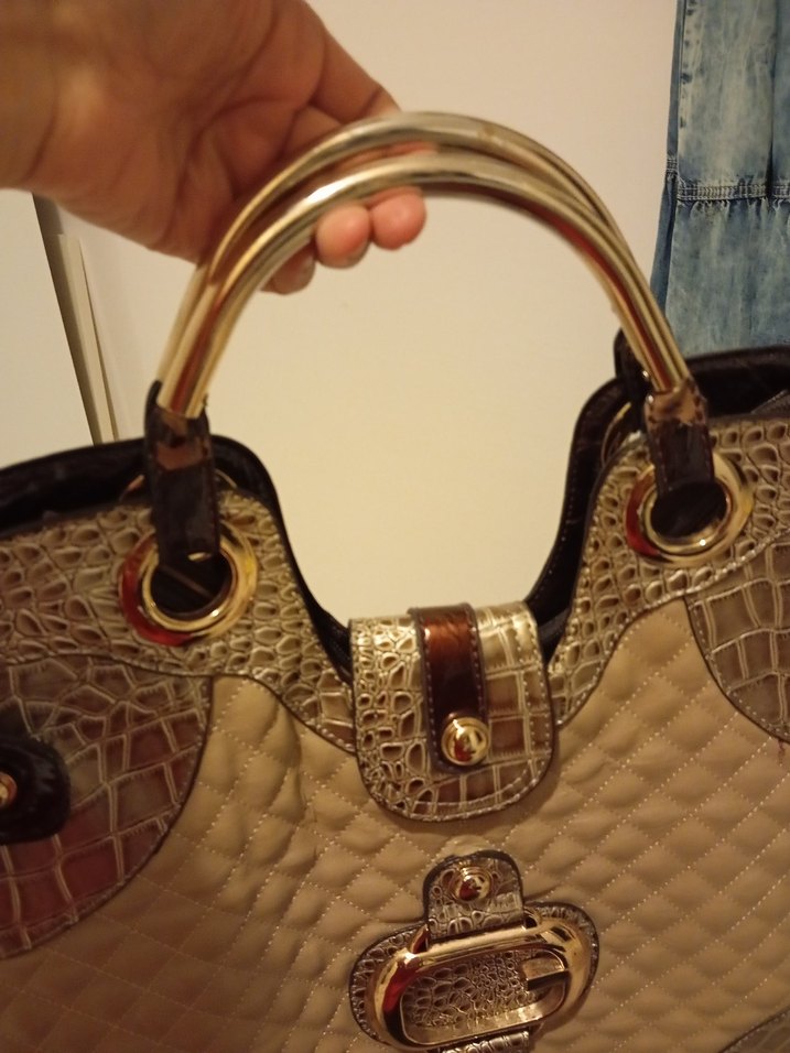 Kahverengi Yılan Derisi Desenli Deri Çanta - Görsel 4