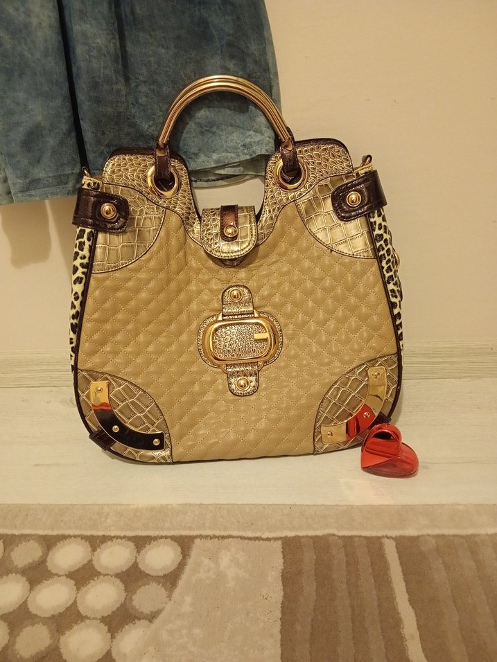 Kahverengi Yılan Derisi Desenli Deri Çanta - Görsel 2