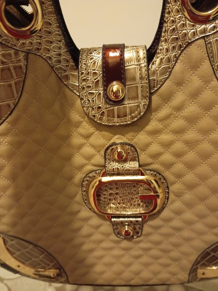 Kahverengi Yılan Derisi Desenli Deri Çanta - Görsel 3