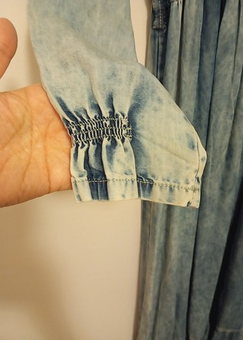 Bohem Zincir Detaylı Uzun Denim Elbise - Görsel 7