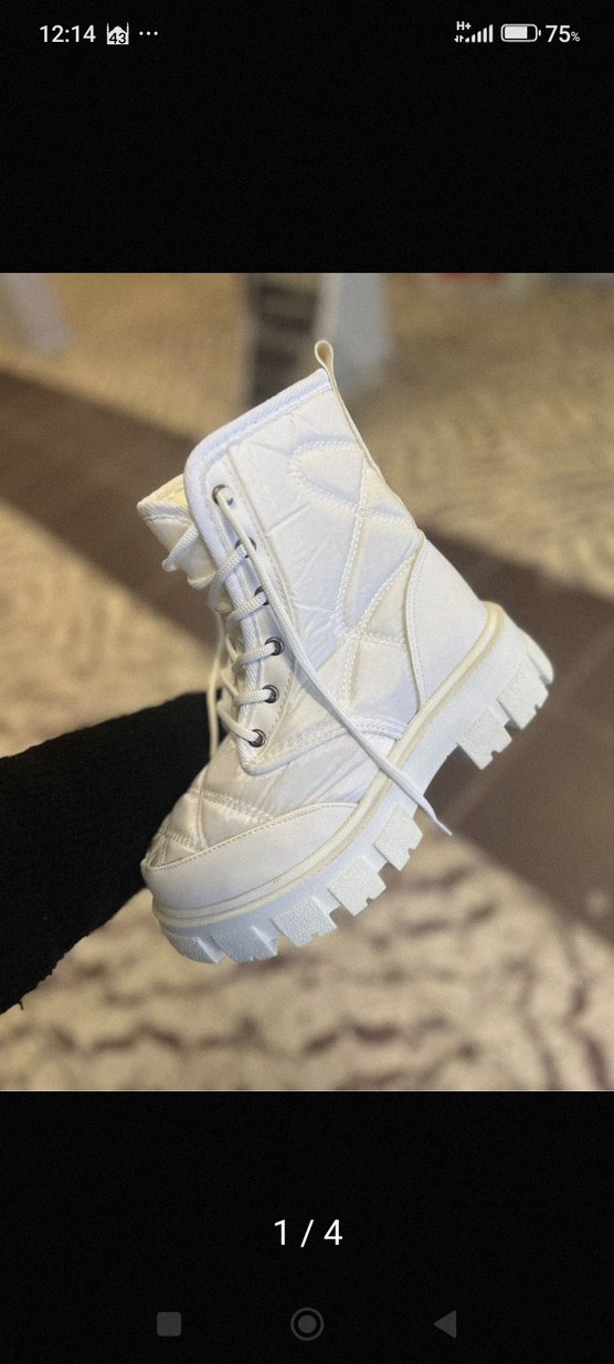 Beyaz Bağcıklı Platform Topuklu Kadın Bot - Görsel 3