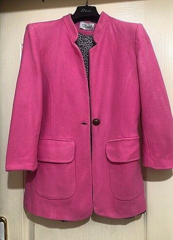 Pembe Leopar Blazer Ceket
