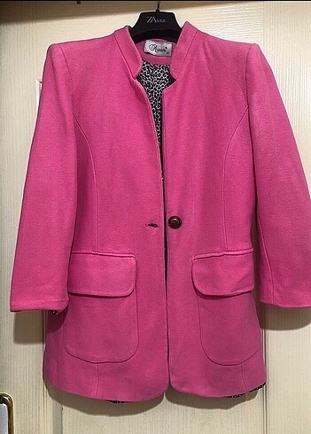 Pembe Leopar Blazer Ceket