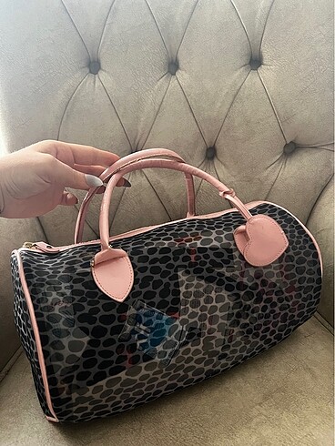 Pembe Leopar Şeffaf Bowling Çanta