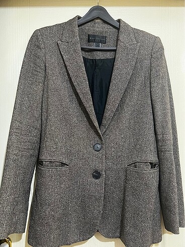 Mango Kahve Parıltılı Çizgili Blazer