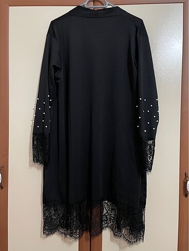 Diğer Dantel ve İnci Detaylı Siyah Kimono