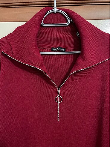 xl Beden bordo Renk LCW Fermuar Detaylı Triko Tunik
