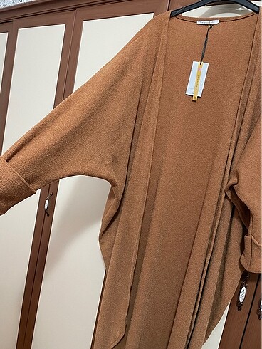 universal Beden camel Renk Yarasa Kol Oversize Triko Hırka