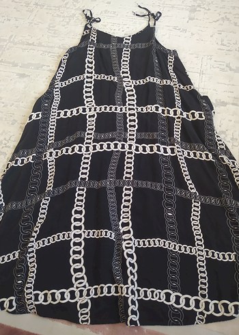 Zara Zincir Detaylı Siyah Uzun Halter Elbise