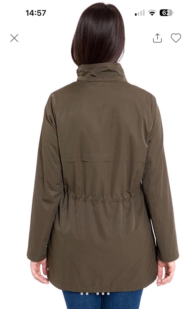 Haki Midi Kadın Fermuarlı Parka - Görsel 2