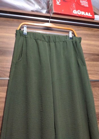 Kadın Haki Piliseli Salaş Kumaş Pantolon - Görsel 4