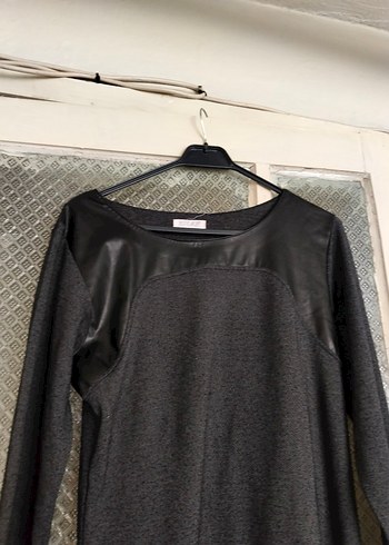 Gri Uzun Kollu Kadın Triko Elbise - Görsel 4